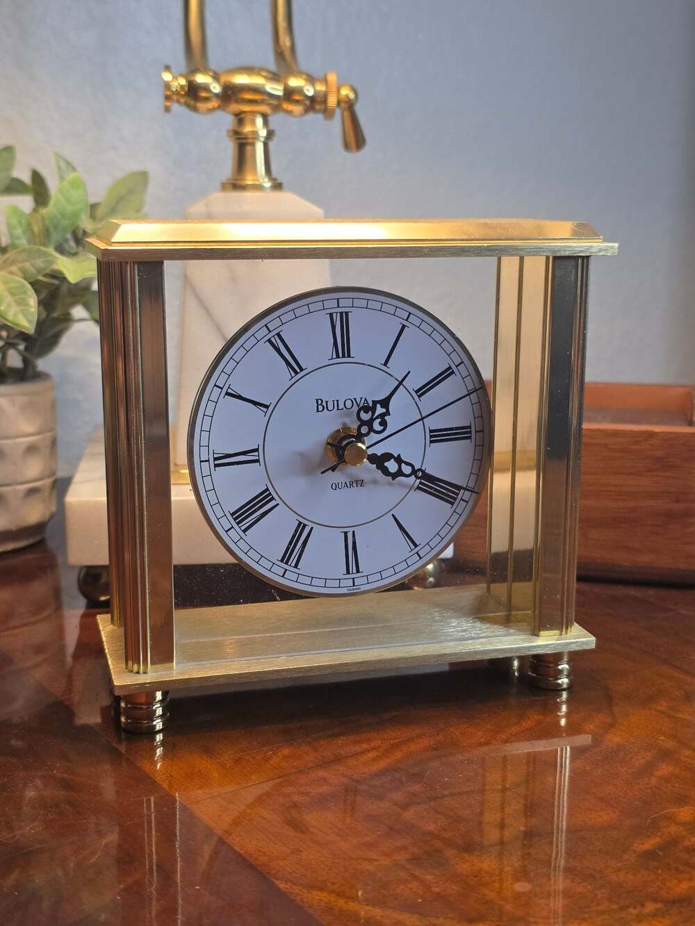 Bulova Quartz B1703 Cheryl Brass Table Clock